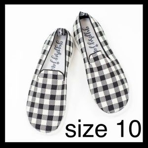 White black plaid shoes size 10